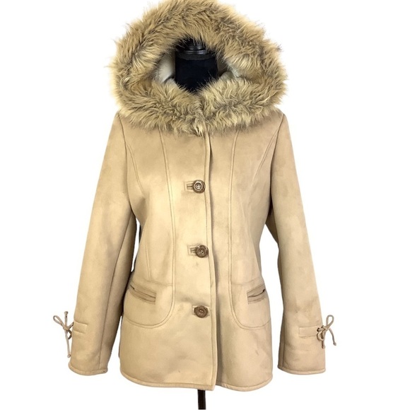 Midtown Jackets & Blazers - MIDTOWN VINTAGE FAUX SUEDE AND FUR COAT